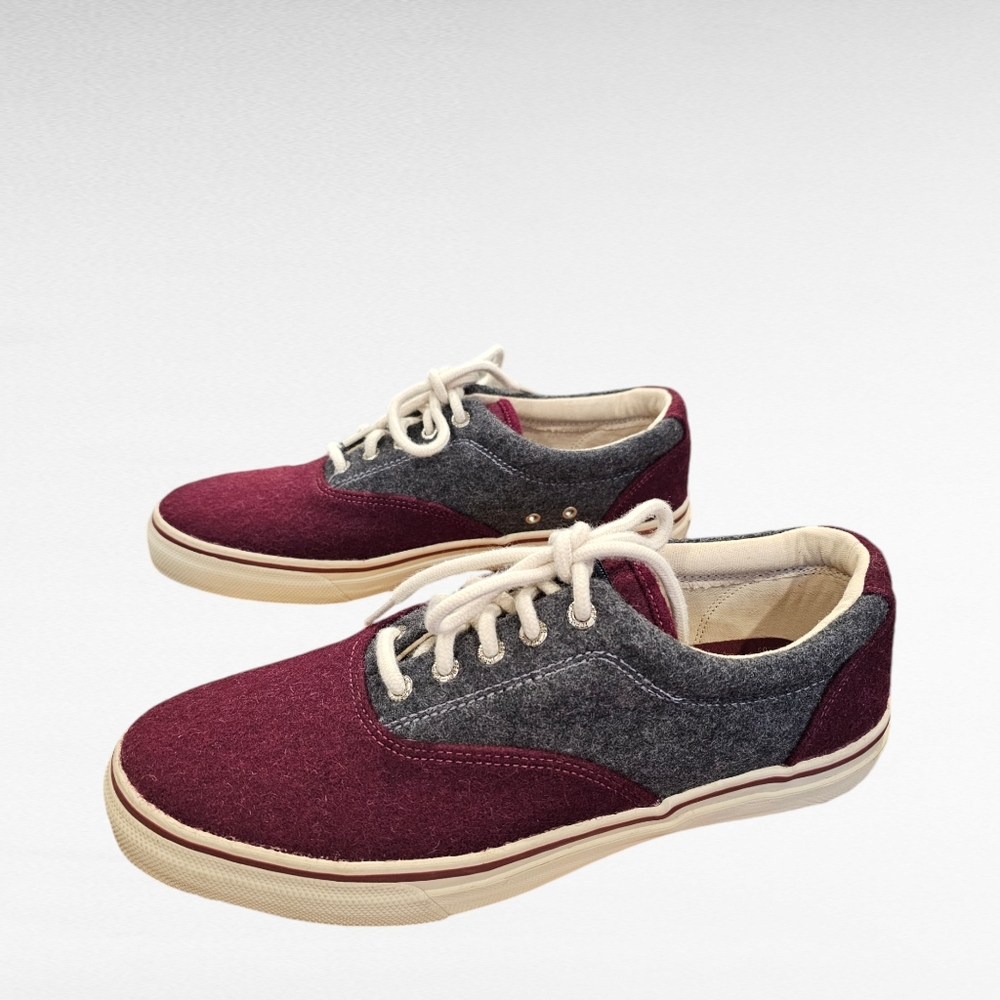 Sperry Top Sider Striper CVO Sneakers Burgundy & Gray Wool 10.5M